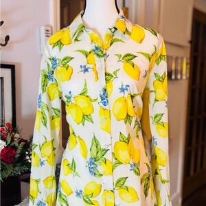 Talbots Lemon Blossom Long Sleeve Cotton Button Down Shirt